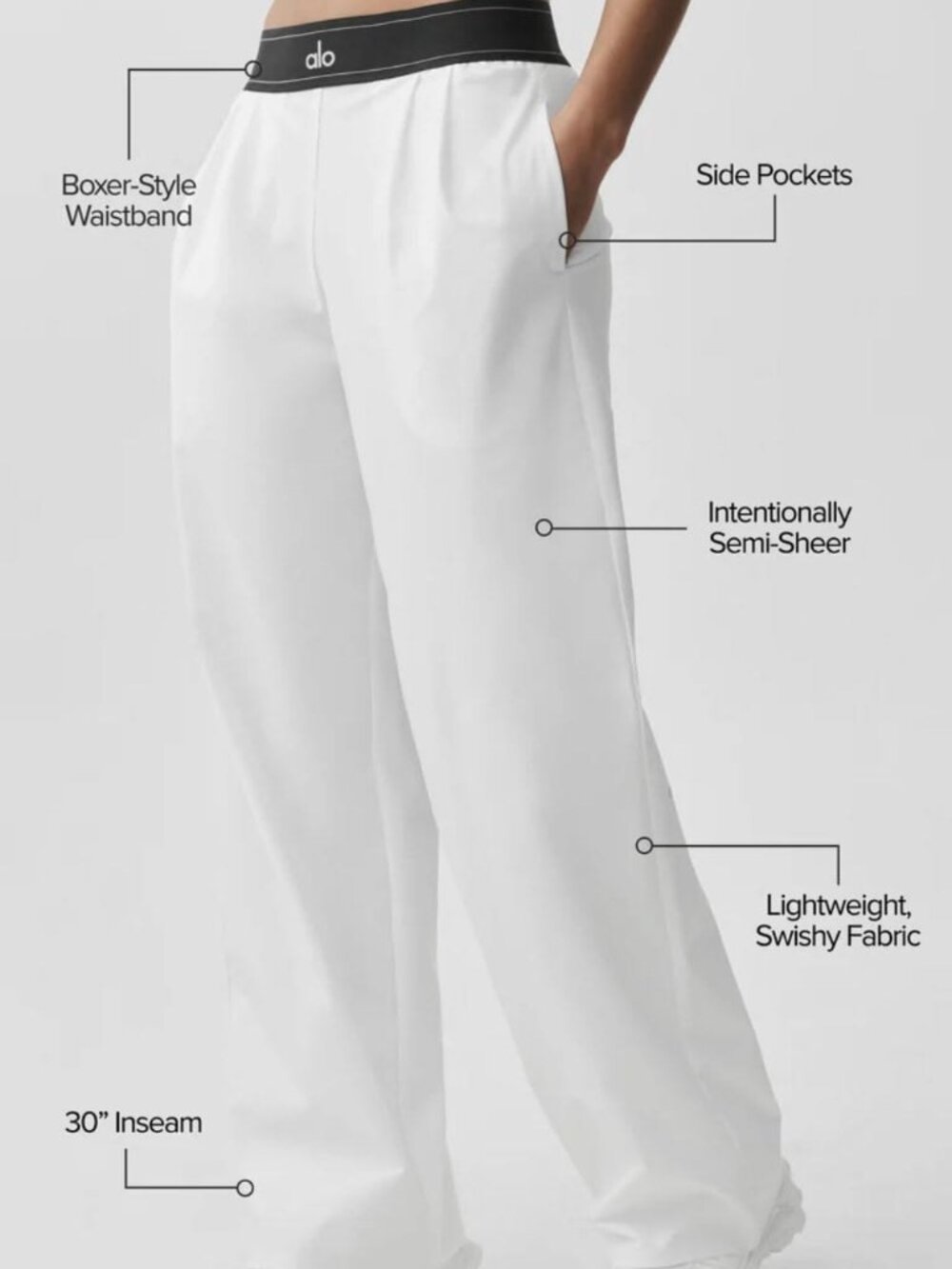 Alo Yoga Suit Up Trouser, White Sizes XS–M Regular Fit 📦Office Essential - Picture 2 of 9
